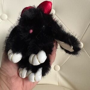 Black Fuzzy Plush Baby Bunny Keychain Bag Purse Backpack Charm